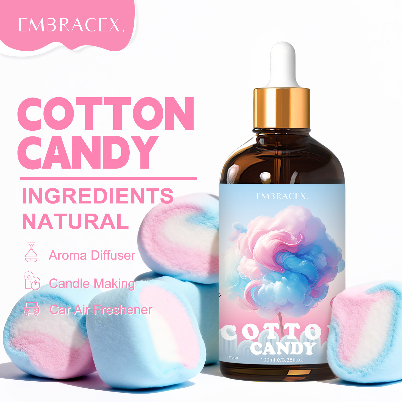 Candle Making Scents - 100ml Cotton Candy Essential Oil Diffusers