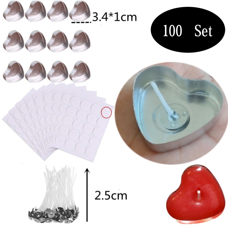 Candle Making Diy Kit - 100 Sets Heart shaped Empty Aluminum