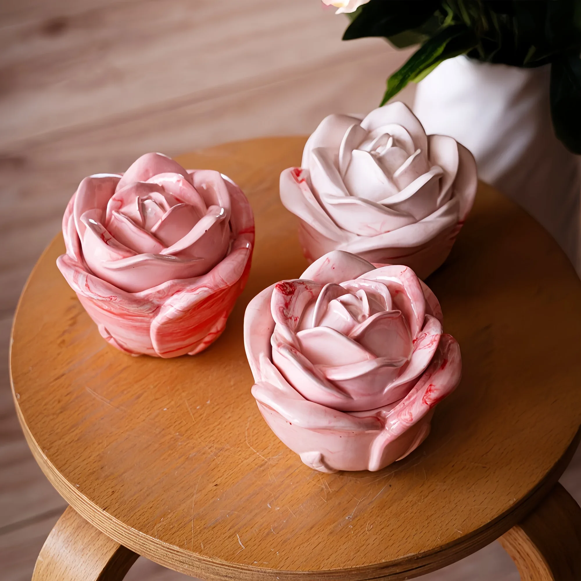 Candle Making Moulds - 2-Piece Set Rose Shaped Silicone Molds