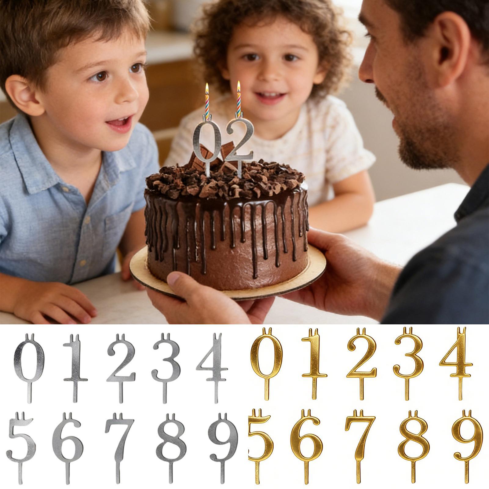 Candle Making Items - 10pcs 0-9 Number Cake Toppers Metal