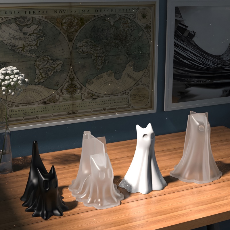 Ghost Cat Halloween Desktop Or - огляд і ціна Candle Making Items