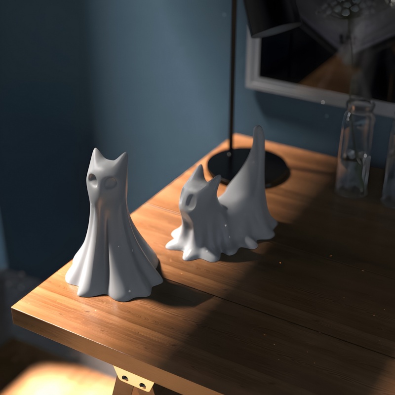 Ghost Cat Halloween Desktop Or - огляд і ціна Candle Making Items
