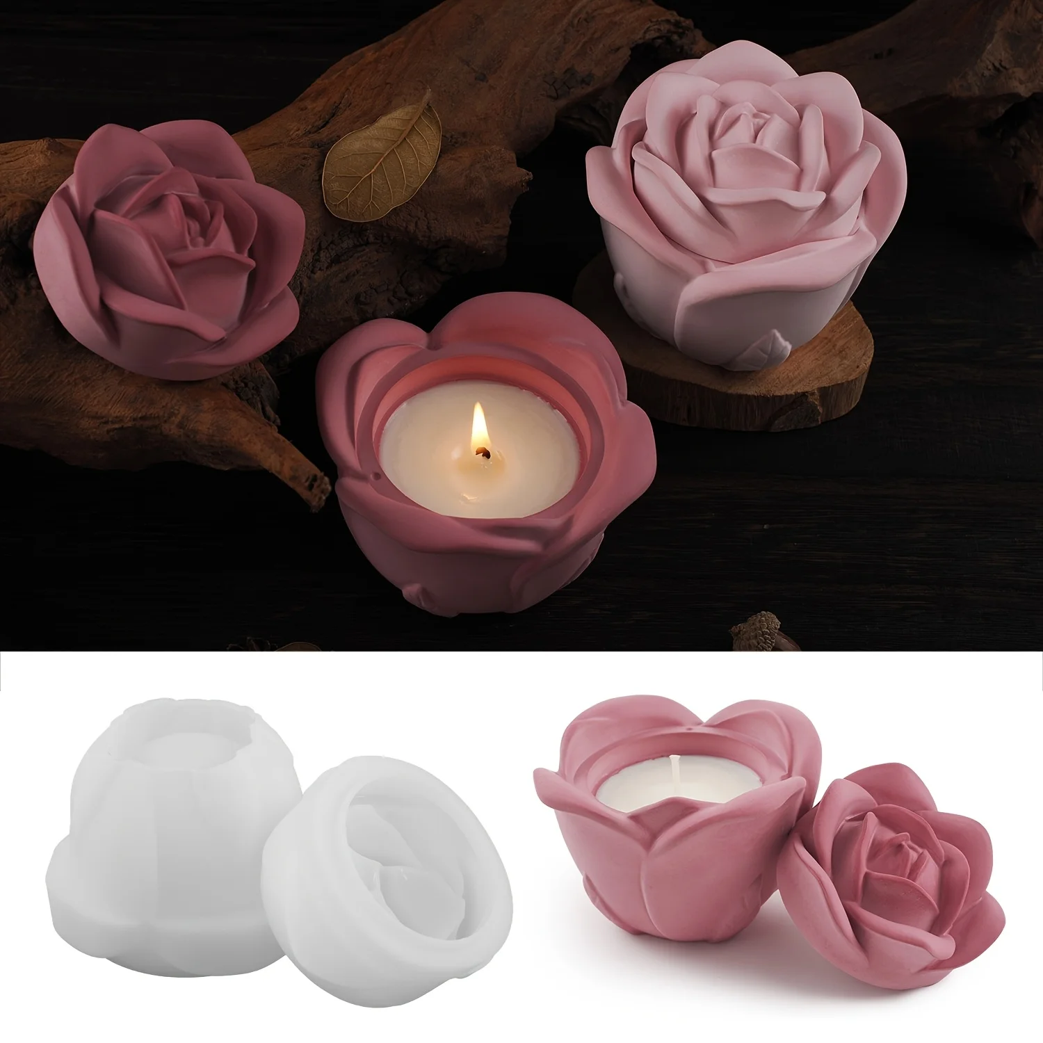 2-Piece Set Rose Shaped Silico - огляд і ціна Candle Making Moulds